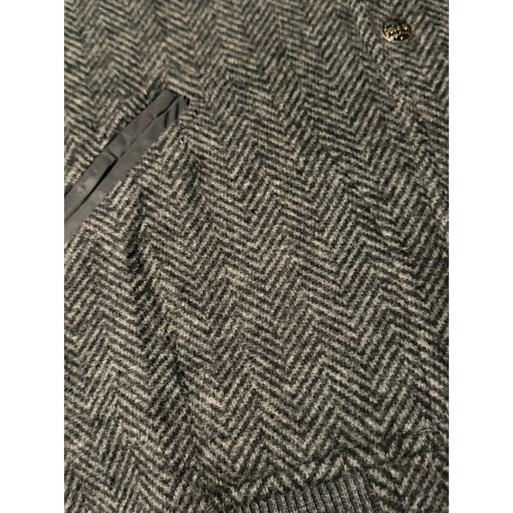 Polo Ralph Lauren Mens Herringbone Varsity Jacket Gray Wool Blend Bomber Medium